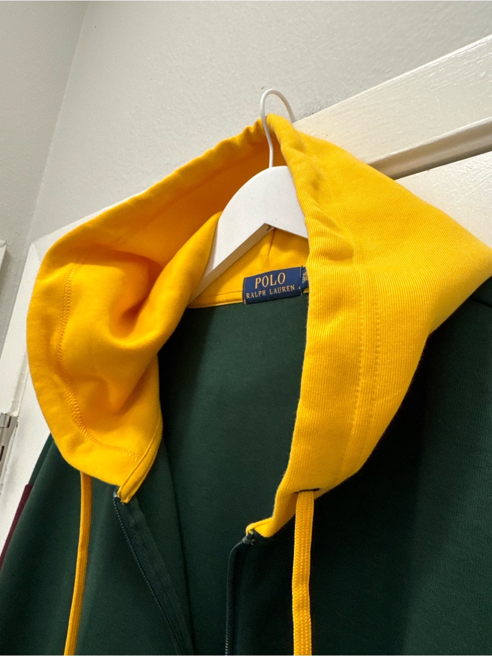 Polo Ralph Lauren Hoodie Colorblock Navy Blue Yellow Green - Picture 10 of 13